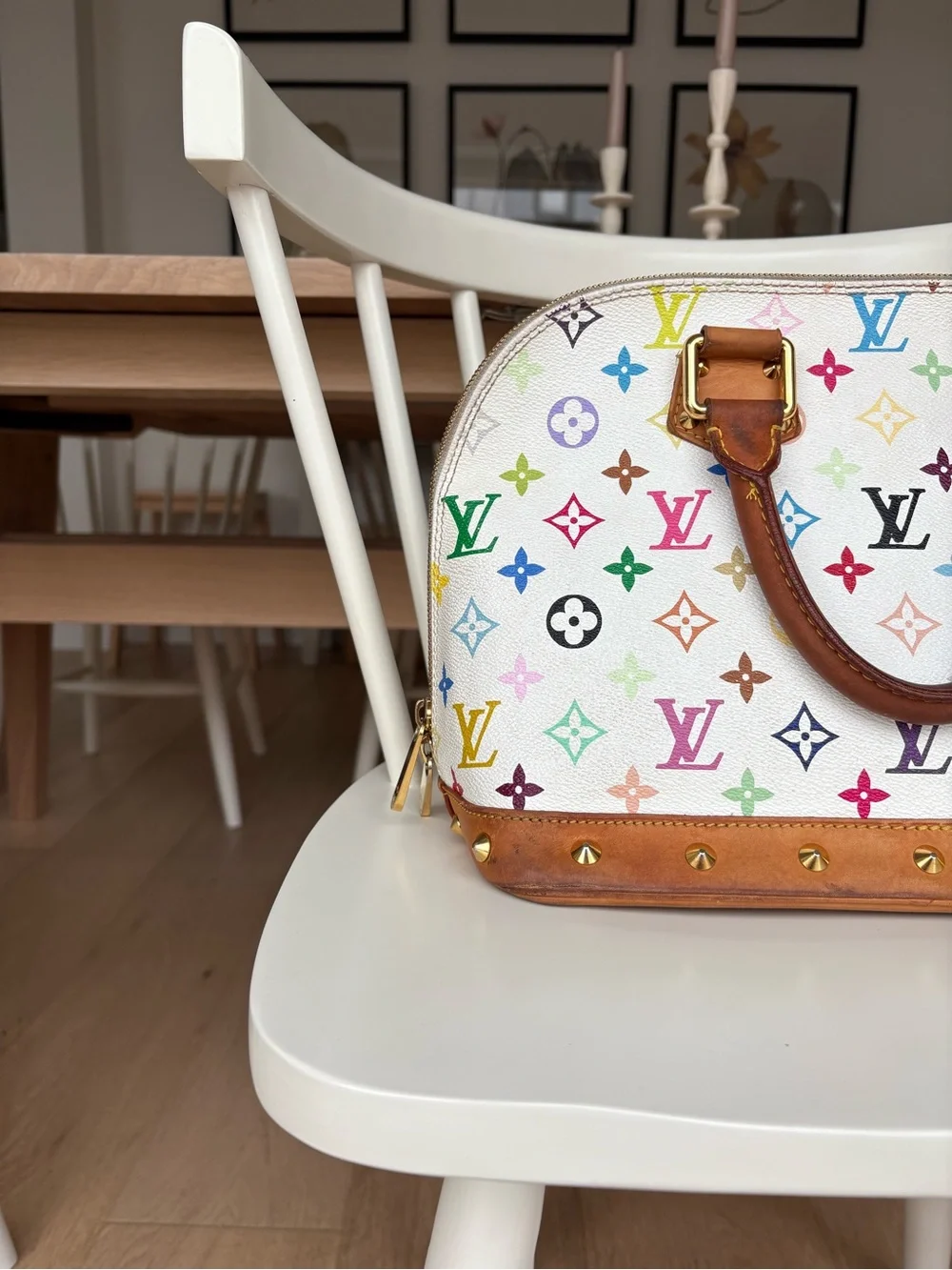 Authentic Louis Vuitton x Takashi Murakami White Multicolor Alma PM Bag 2003 - Picture 2 of 10